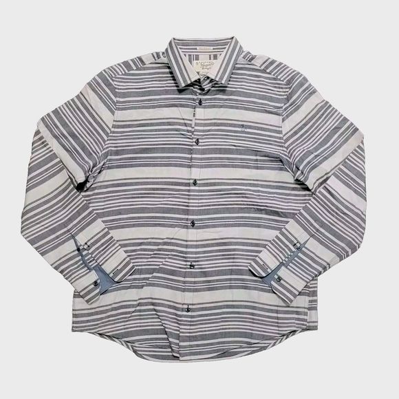 Original Penguin Mens XL Gray White Button Down Shirt Heritage Slim Fit … - Picture 3 of 14